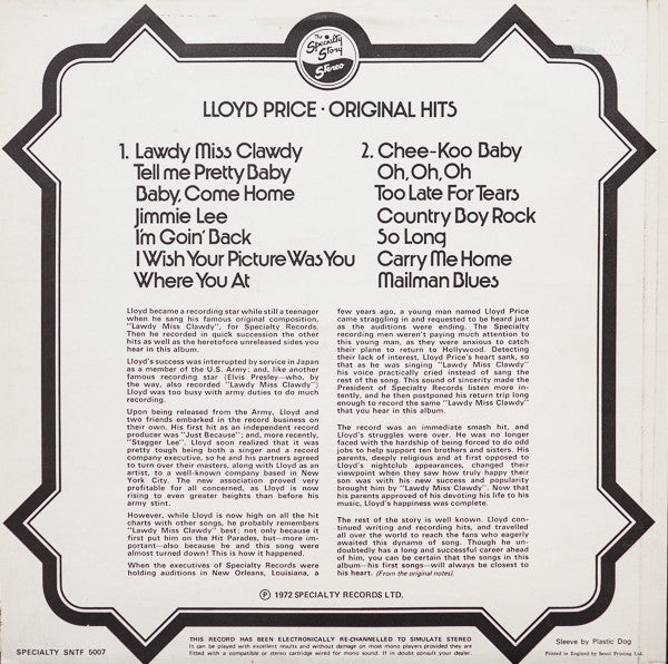 Lloyd Price – Original Hits | Vintage LP