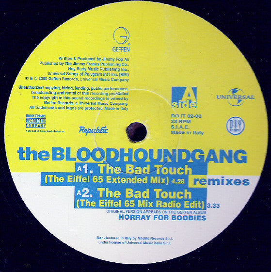 The Bloodhound Gang* – The Bad Touch (Remixes) | Used Vinyl