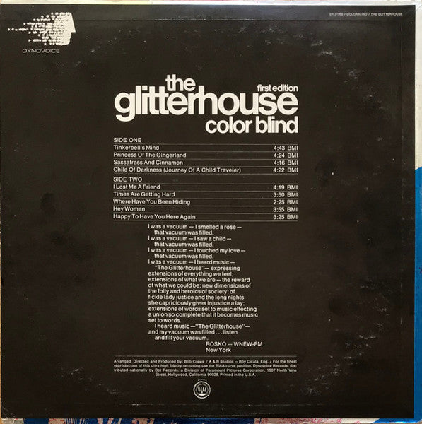 The Glitterhouse : Color Blind (LP, Album, Mono)