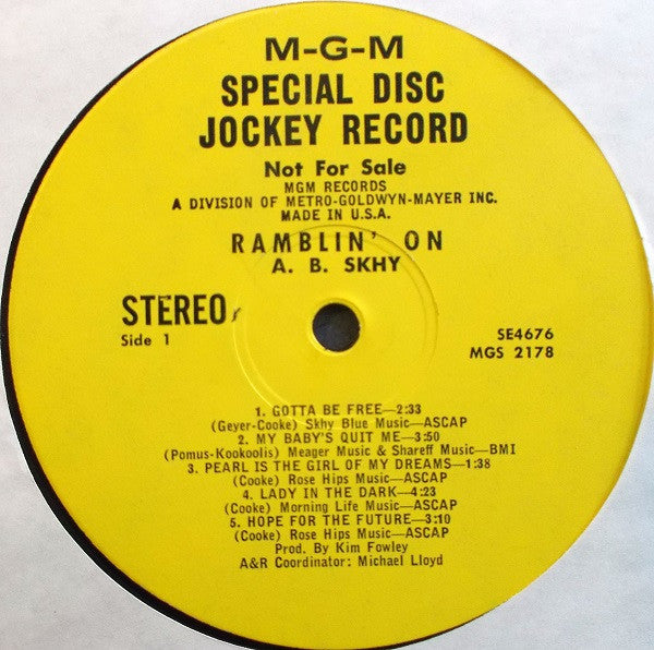 A. B. Skhy : Ramblin' On (LP, Album, Promo)