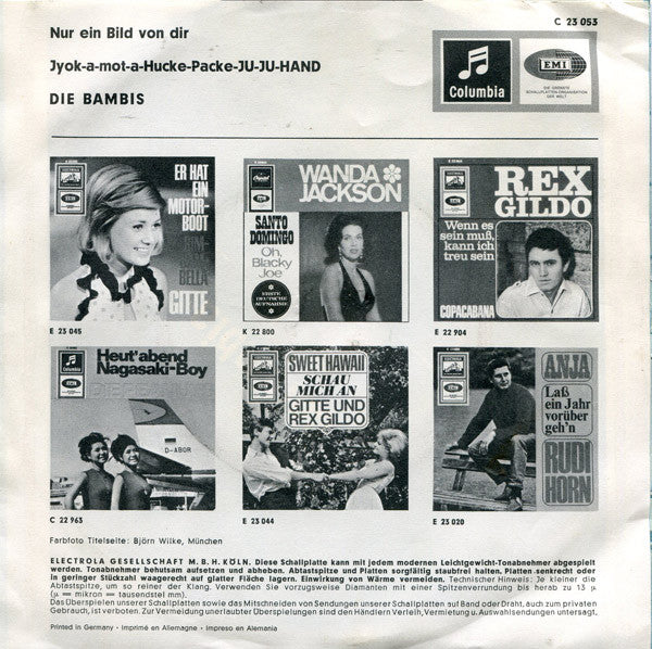 Die Bambis – Nur Ein Bild Von Dir / Jyok-A-Mot-A-Hucke-Packe-Ju-Ju-Hand | Vintage 7"