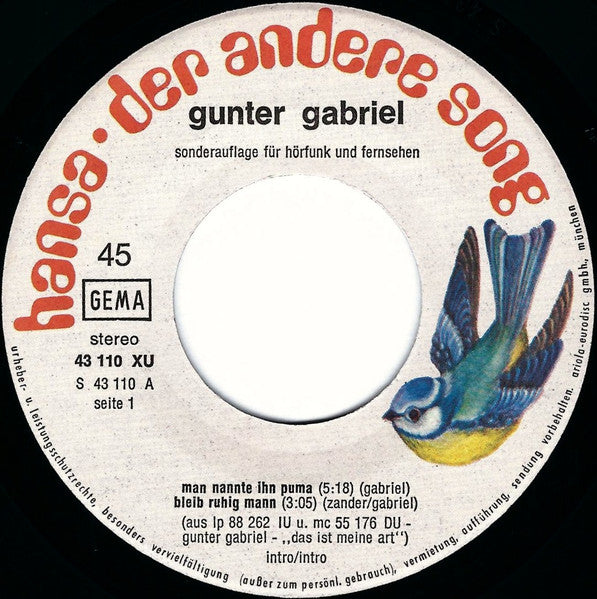 Gunter Gabriel – Das Ist Meine Art  | Vintage 7"