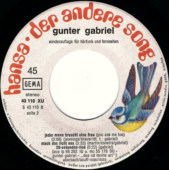 Gunter Gabriel – Das Ist Meine Art  | Vintage 7"