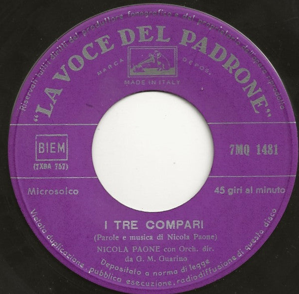 Nicola Paone – Uei... Paesano | Vintage 7"